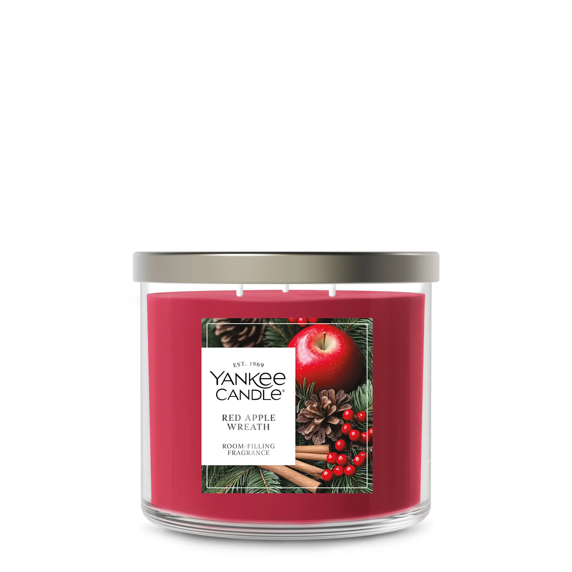 Red Apple Wreath 3-Wick Candles, 14.5 oz | Yankee Candle