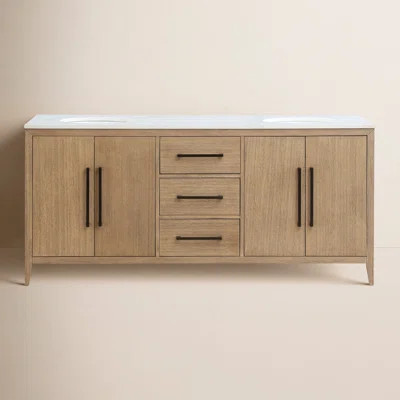 Alsup 72'' Double Bathroom Vanity with Quartz Top | Wayfair North America