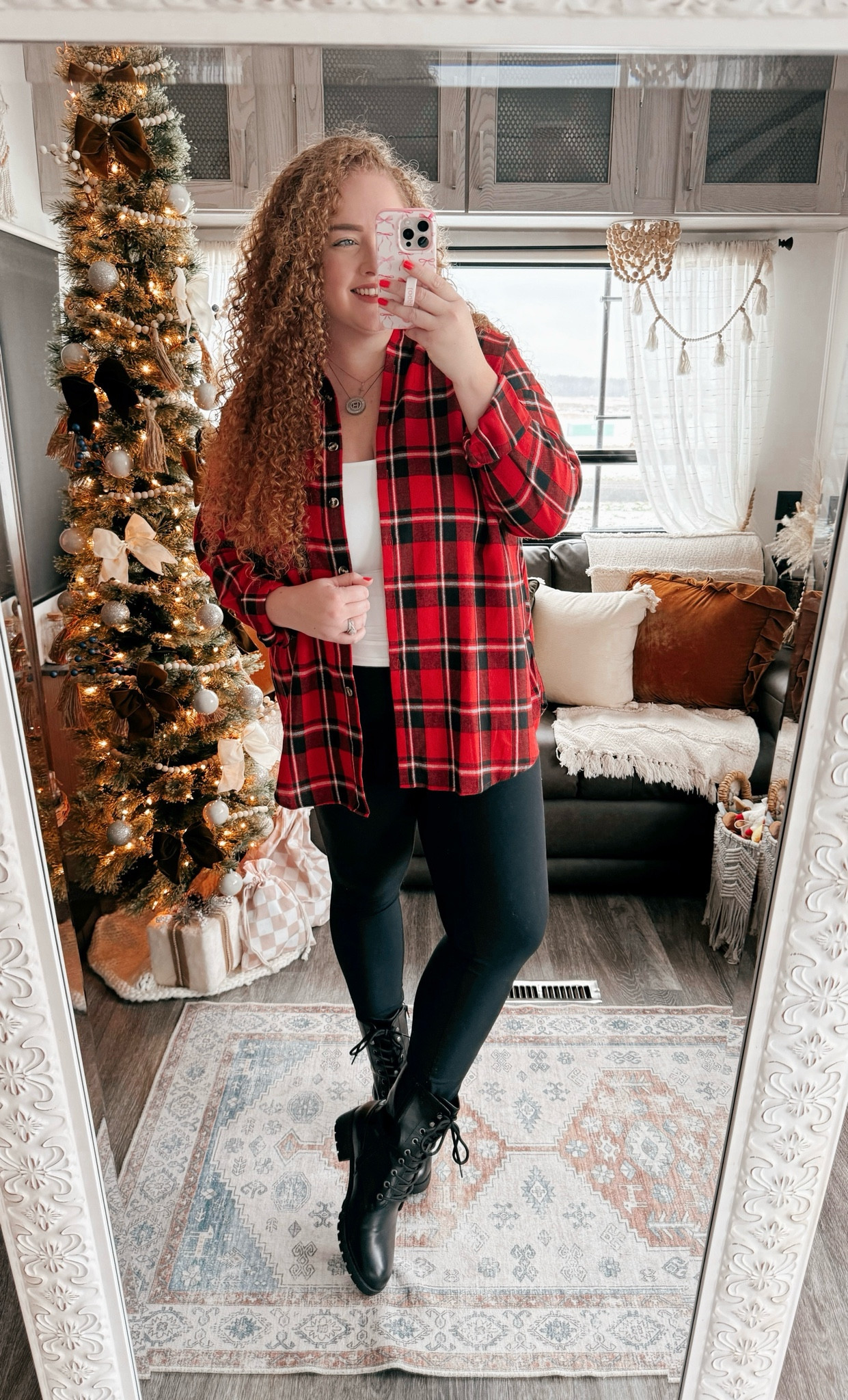 This is a cute outfit for the holidays🎄🎁Amazon button down | plaid button down | Amazon plaid button down | red and black plaid top | holiday outfit | leggings | amazon leggings | leggings outfit | Amazon lululemon dupe | combat boots | Amazon combat boots | black combat boots | Amazon black combat boots | holiday event outfit | amazon holiday event outfit | amazon fashion | amazon finds | amazon look | amazon outfit | holiday outfit | christmas party look | Christmas party Outfit | christmas finds | holiday party outfit inspo | holiday party inspo | winter 2024 | work Christmas party | casual holiday outfit 

#LTKMidsize #LTKHoliday #LTKStyleTip