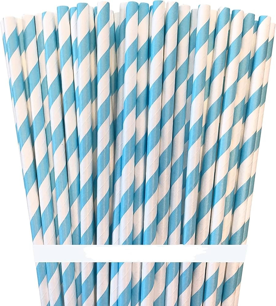 Shuiniba Biodegradable Striped Paper Straws,Paper Drinking Straws for Party, Events and Crafts,Ba... | Amazon (US)