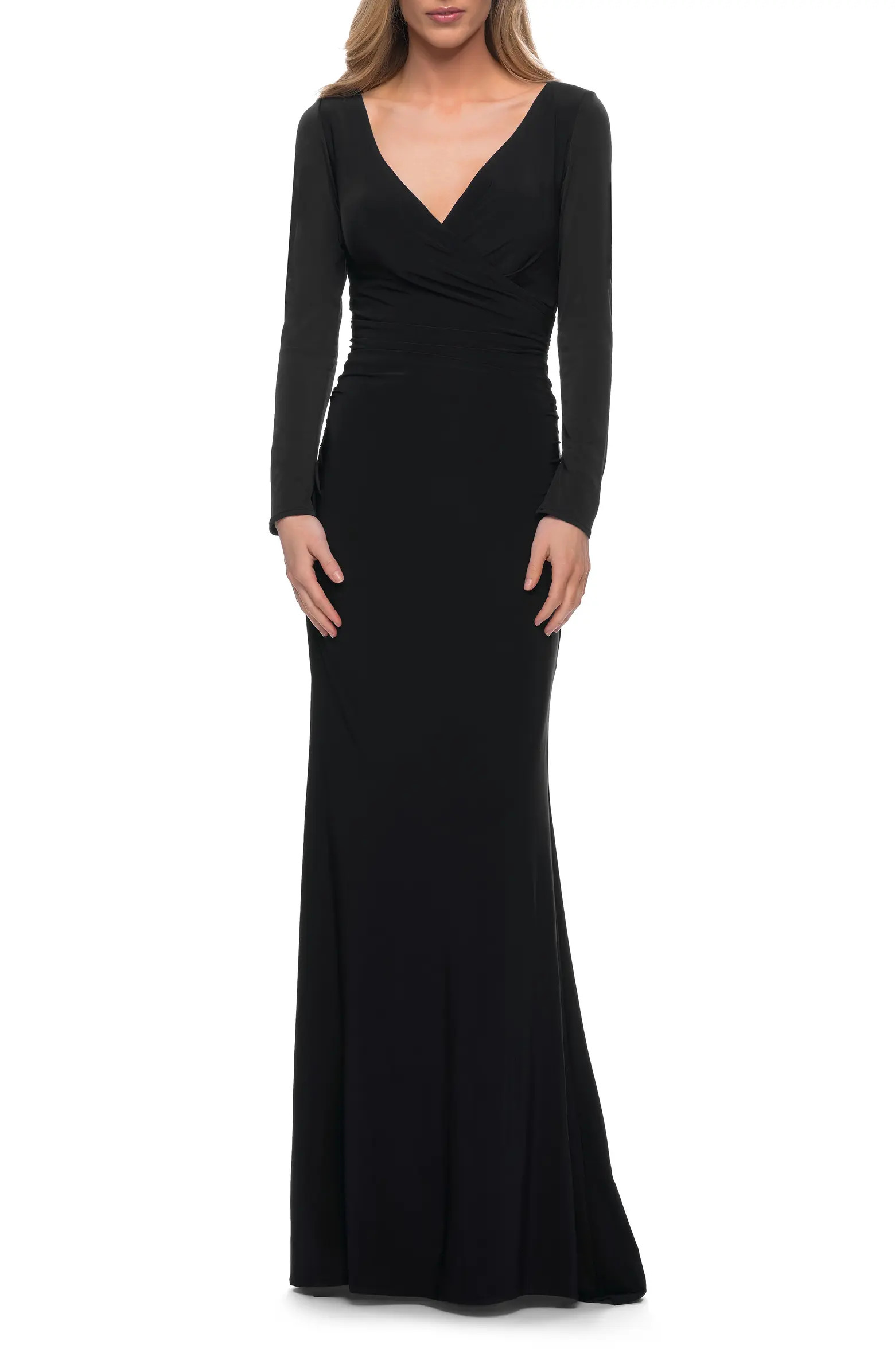Long Sleeve Jersey Evening Dress with Ruching | Nordstrom