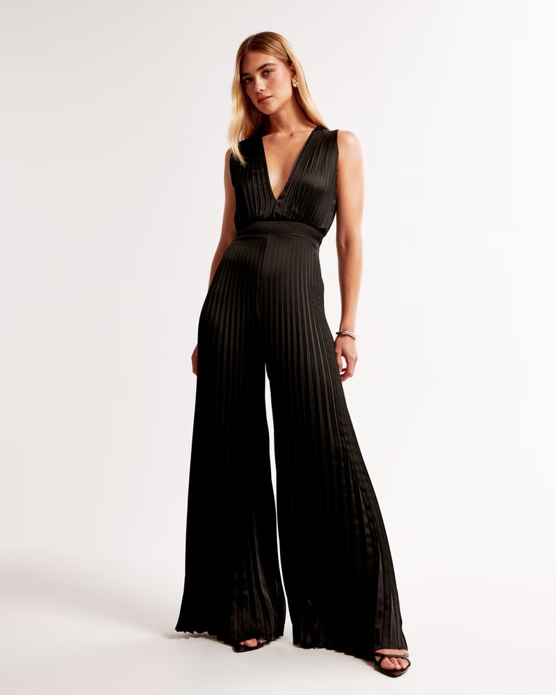 Women's The A&F Giselle Pleated Jumpsuit | Women's Dresses & Jumpsuits | Abercrombie.com | Abercrombie & Fitch (US)