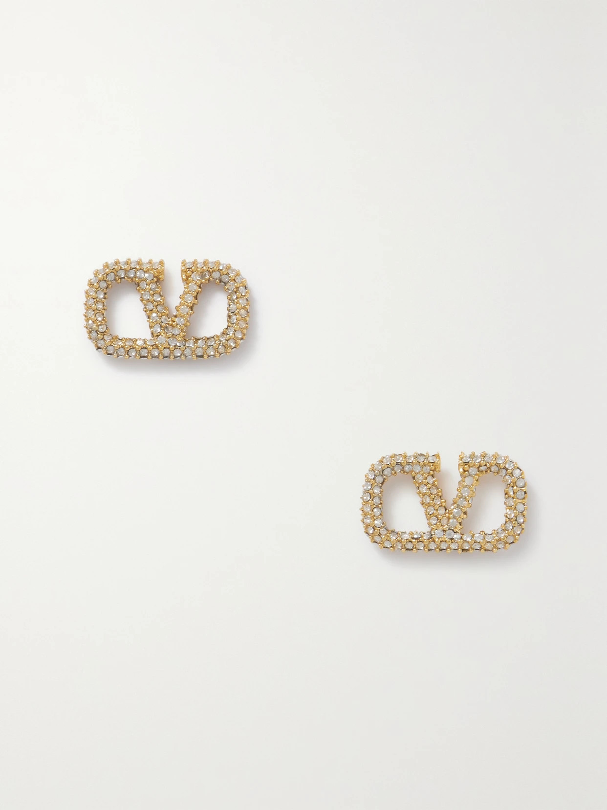 Valentino Garavani - Vlogo Gold-tone Crystal Earrings - One size | NET-A-PORTER (US)