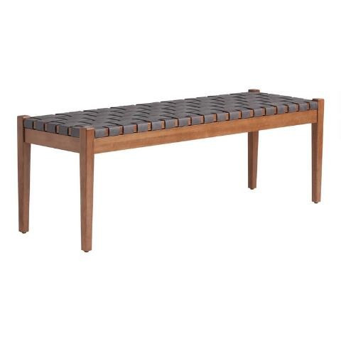 Dark Gray Faux Suede Strap Camden Dining Bench | World Market