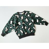 Green Sweater With Big Leopard Spots. Size 5. Winter Sweater. Kids Lounge Children's Jumper | Etsy (US)