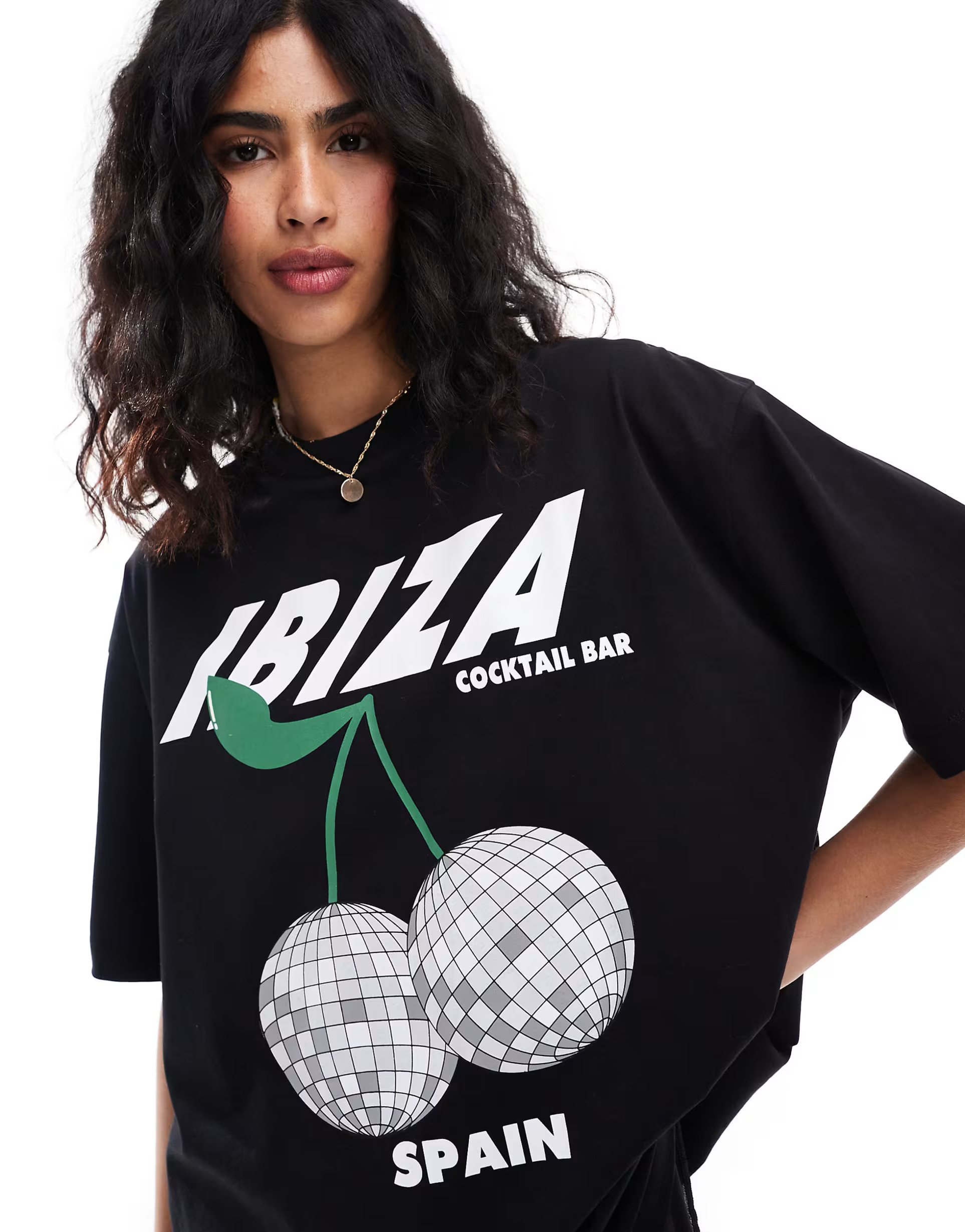 ASOS DESIGN oversized t-shirt with ibiza disco ball graphic in black | ASOS (Global)