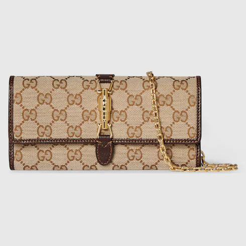 GUCCI Jackie Wallet On Chain, Beige, GG Canvas | Gucci (US)