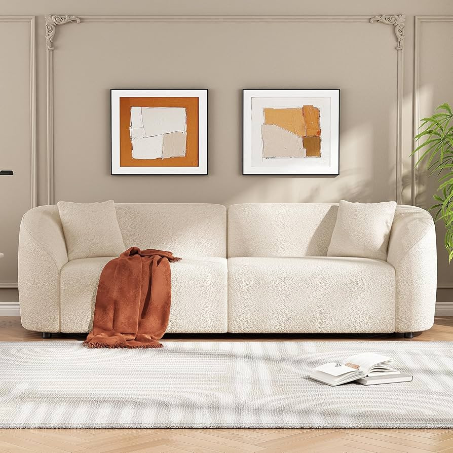 87" Sectional Sofa Curved Couch, Modern 3 Seat Boucle Sofa Comfy Plush Couch for Living Room,Apar... | Amazon (US)