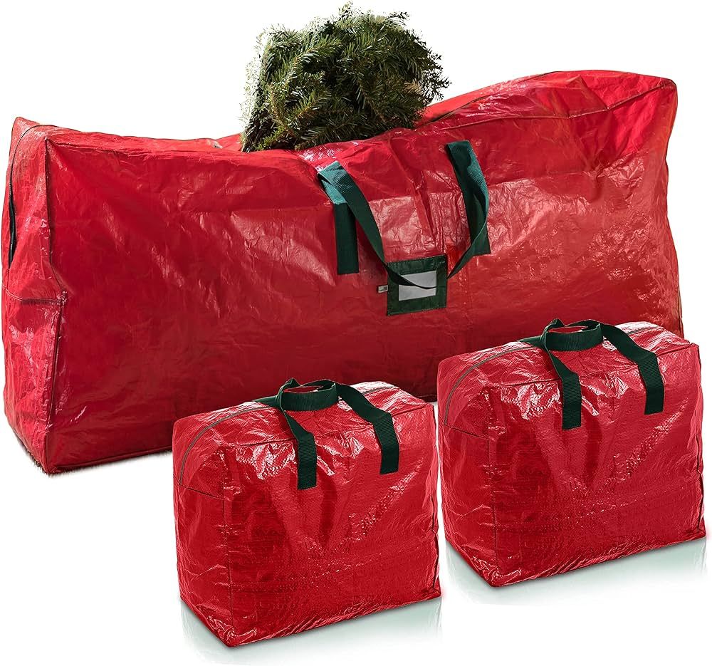 Zober Christmas Tree Storage Bag W/ 2 Garland Bags - Plastic Christmas Tree Storage Box for Trees... | Amazon (US)
