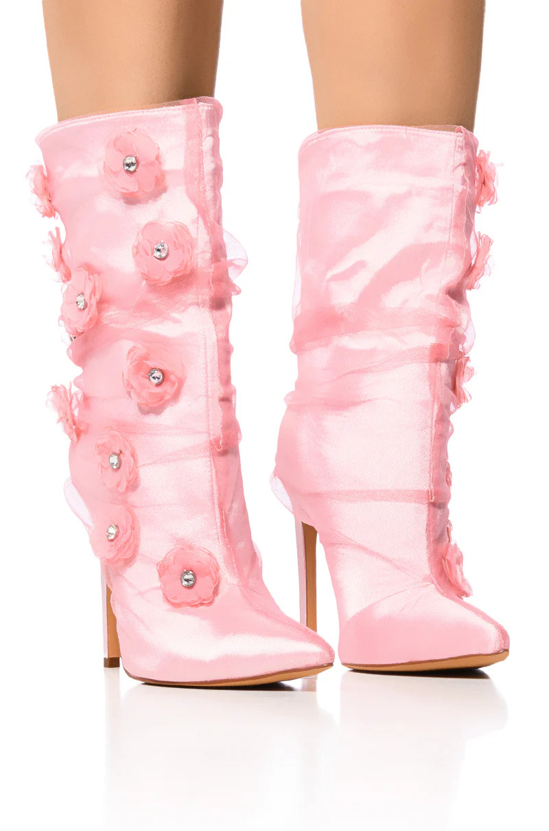 AZALEA WANG ACACIA PINK FLOWER EMBELLISHED BOOTIE | AKIRA