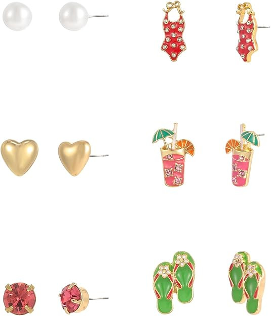 Madison Tyler 6 Pairs Cute Studs Earrings Set for Women | New Summer Studs Earrings Set for Women... | Amazon (US)