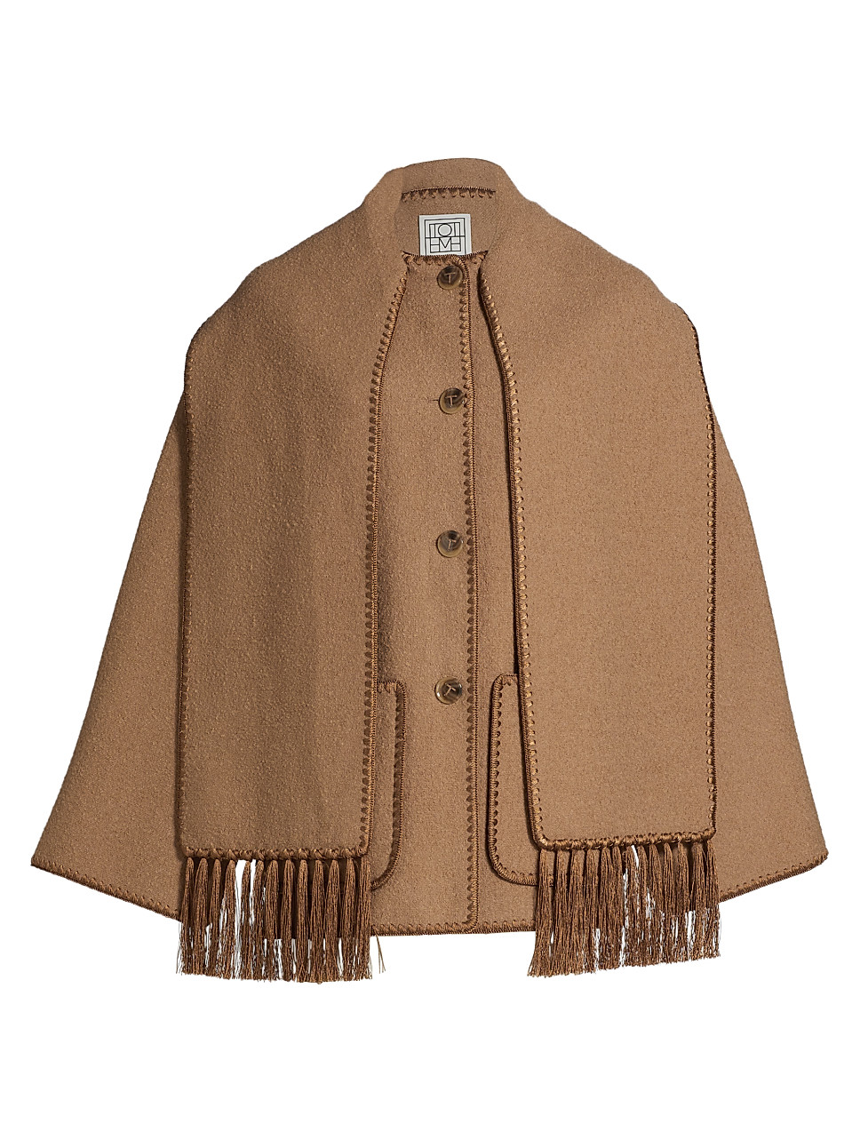 Toteme Embroidered Wool-Blend Scarf Jacket | Saks Fifth Avenue | Saks Fifth Avenue