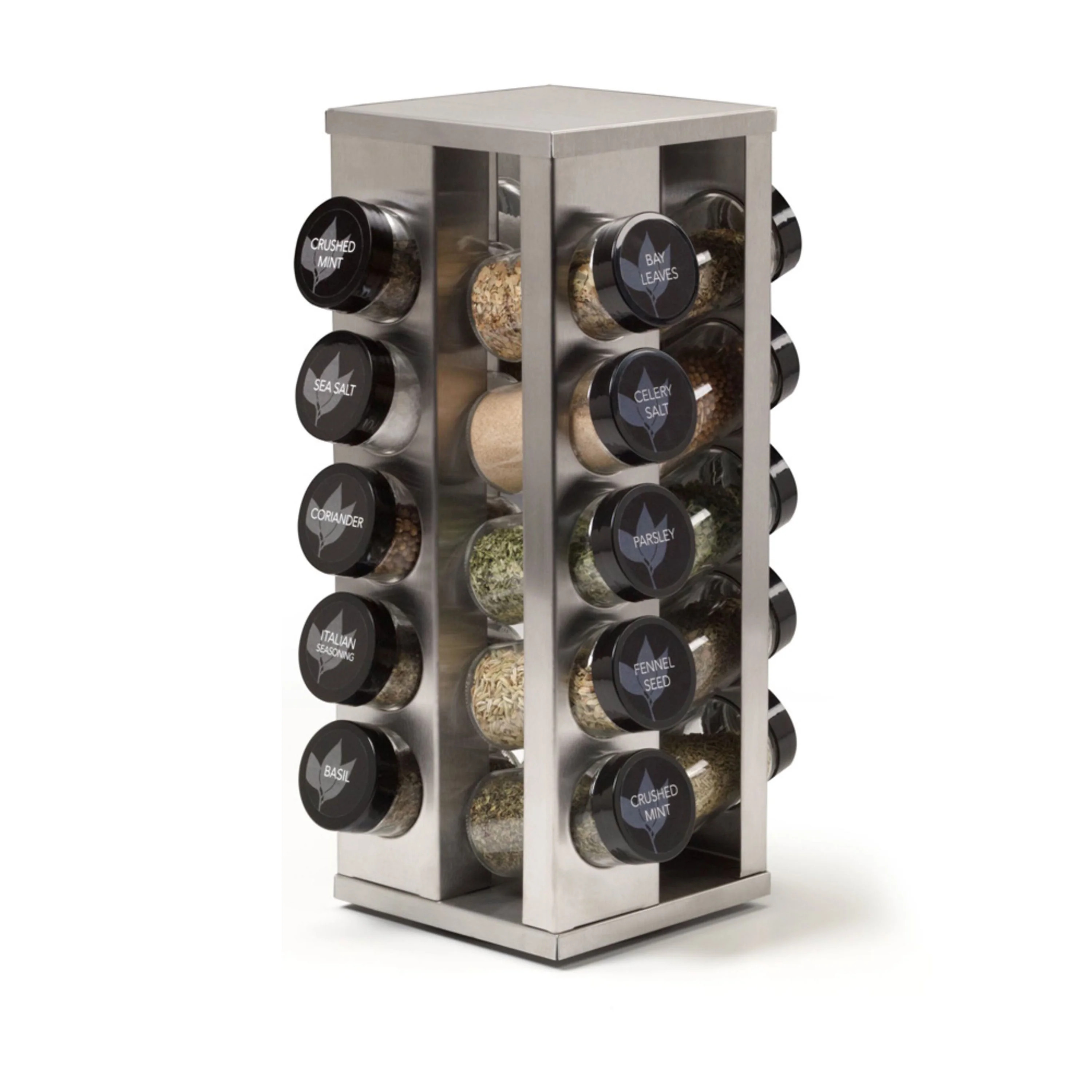 Kamenstein Heritage 20-Jar Revolving Pre-Filled Countertop Spice Rack Organizer Stainless Steel w... | Walmart (US)