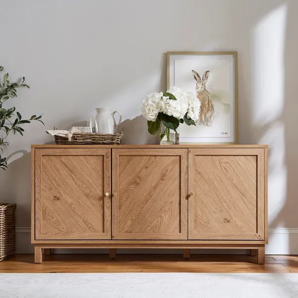 Hadley 3 Door Sideboard, Oak Effect | Dunelm