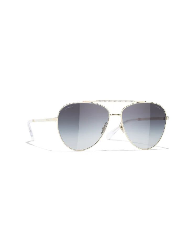 Sunglasses: Pilot Sunglasses, metal & strass — Fashion | CHANEL | Chanel, Inc. (US)