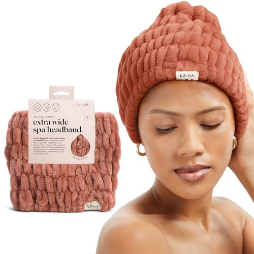 Kitsch Spa Headband for Women - Soft, Stretchy Skincare Headband for Washing Face, Makeup & Facials | Extra-Wide, Non-Slip for Beauty Routines & Self-Care - Dusty Rose | Amazon (US)