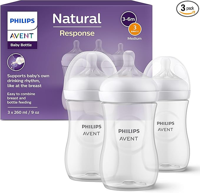 Philips Avent Natural Response Baby Bottle - 3 x 260ml Baby Milk Bottle for Newborns and Up, BPA ... | Amazon (UK)