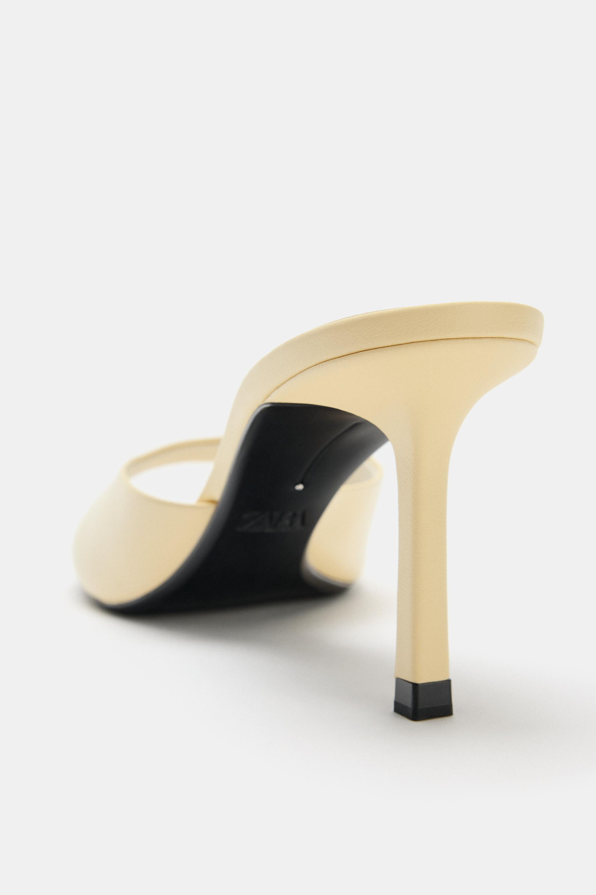 LEATHER HIGH-HEEL MULE SANDALS | Zara UK