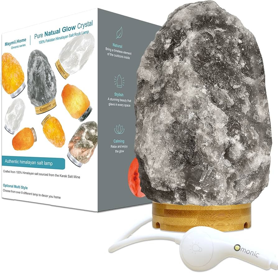 Omonic GIANT (11-15 lbs,9-13") Gray Grey Himalayan Salt Lamp Night Light Lights Crystal Hand Carv... | Amazon (US)
