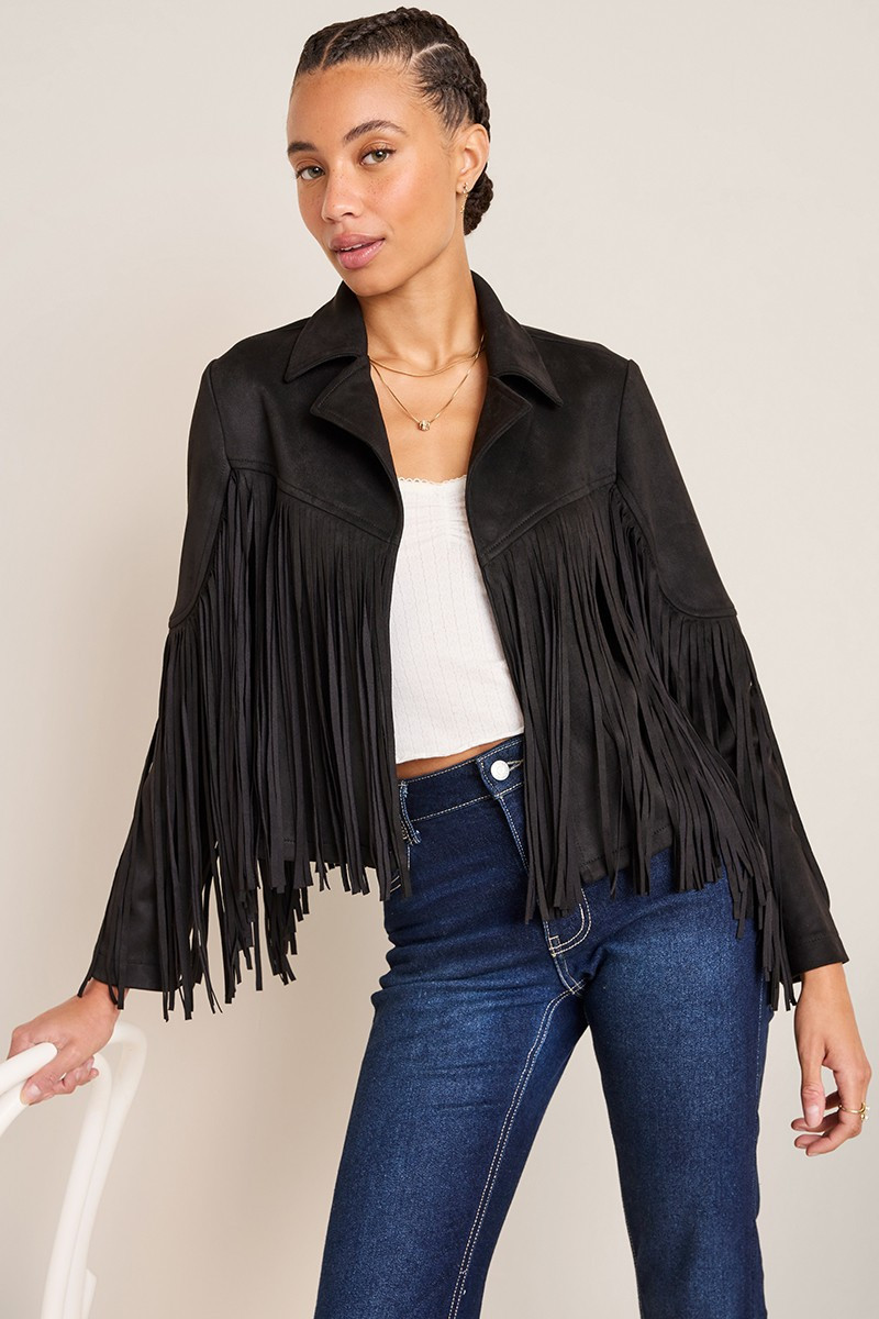 Pamela Fringe Faux Suede Jacket | Francesca's