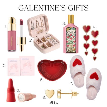 Galentine’s giftguide 

Patchology: Serve Chilled Rosé All Day Sheet Mask
Eye Candy LA: glass pearl heart drop earrings 
Portable Jewelry Travel Organizer Display Storage Case for Rings Earring Necklace Bracelet, Gift for Women Girls, Pink
Pink Closed Toe Faux Fur Slipper with red hearts 
Le Cruset Heart Spoon Rest
Gucci Flora Gorgeous Gardenia Eau de Parfum
Rare Beauty by Selena Gomez Soft Pinch Liquid Blush
Rabbit Rabbit Wine and Beverage Bottle Stoppers with Grip Top (Pink, Set of 2)
14K Gold Plated Sterling Silver heart stud earrings 
 


#LTKstyletip #LTKSeasonal #LTKGiftGuide