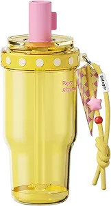 22 oz Aesthetic Tritan Water Bottle with Straw Lid & Charm Yellow | BPA-Free Tritan Plastic | Lea... | Amazon (US)
