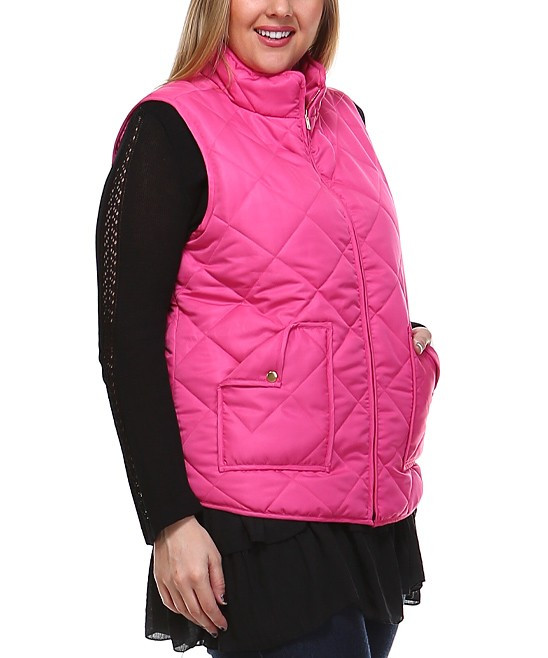 Orange Creek Women's Outerwear Vests HOT - Hot Pink Quilted Puffer Vest | Zulily