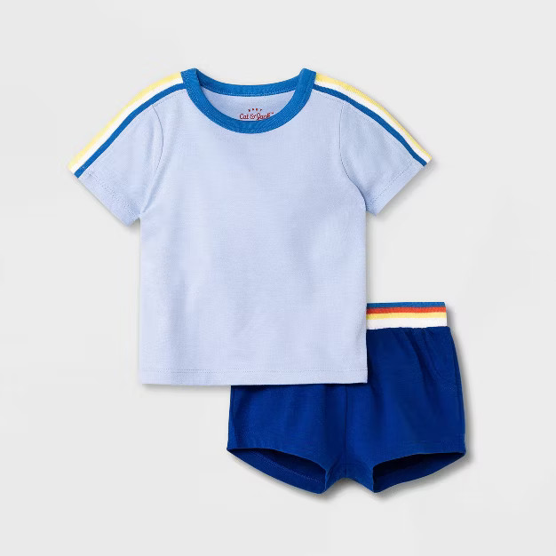 Baby Boys' 2pc Rainbow Top & Bottom Set - Cat & Jack™ Blue | Target