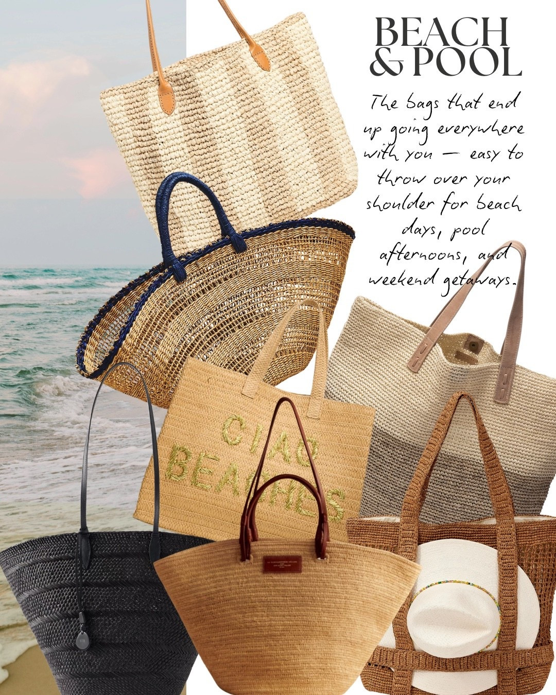 Summer beach & pool bags 🤍raffia bags, travel bags, raffia totes, woven bag, travel bag, beach bag

#LTKSwim #LTKTravel #LTKSeasonal