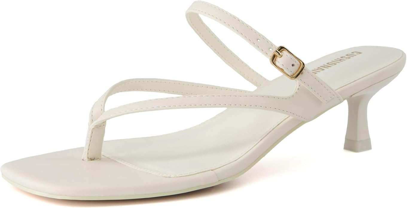 CUSHIONAIRE Madrid Kitten Heel Square Toe Women's Sandals - Comfortable Dressy Strappy Heels Sand... | Amazon (US)