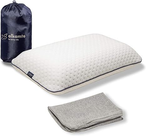 alkamto Travel & Camping Comfortable Memory Foam Pillow with Extra Cotton Cover – Easy to Carry... | Amazon (US)