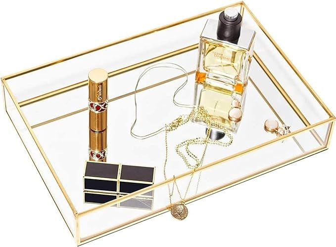 CHICHIC Gold Mirror Tray Jewelry Organizer Vanity Tray Jewelry Tray Perfume Tray Dresser Tray Dec... | Amazon (US)
