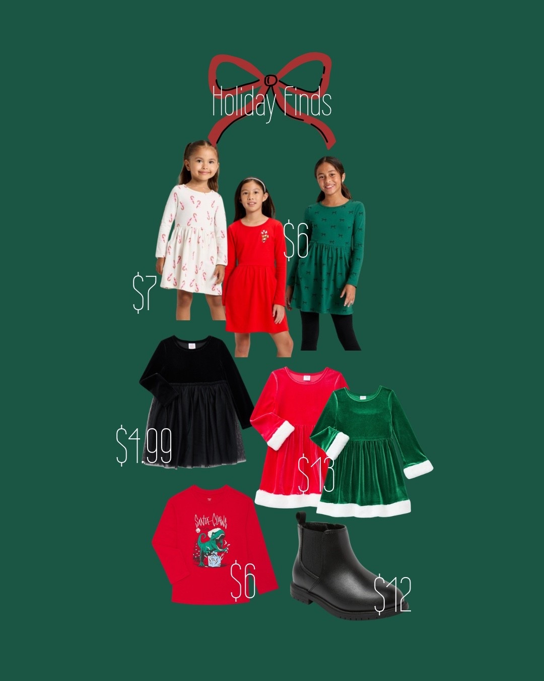 Under $5 for the black velvet dress. It is beautiful. Last minute holiday finds for you! 

#LTKKids #LTKHoliday