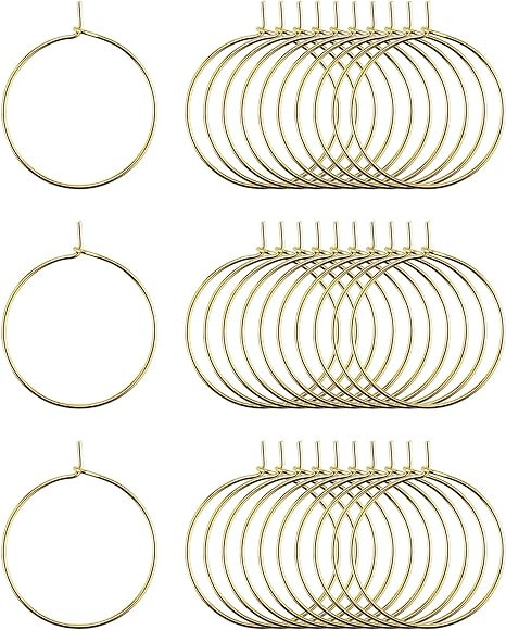 JIALEEY 100PCS Wine Glass Charm Rings 25mm Gold Plated Open Jump Ring Earring Beading Hoop for Je... | Amazon (US)