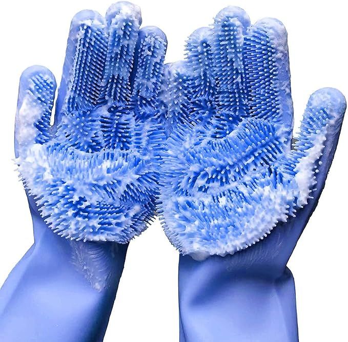 Cleaning Sponge Gloves Dishwashing Cleaning Scrubber Glove for Housework, Kitchen, Bathroom Clean... | Amazon (US)