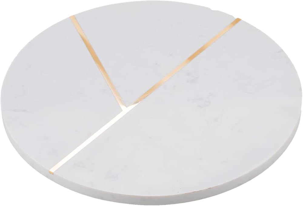 Olbia White Marble Cheese Board, 12" Round Marble Serving Tray for Cakes and Fruits, White Gold C... | Amazon (US)