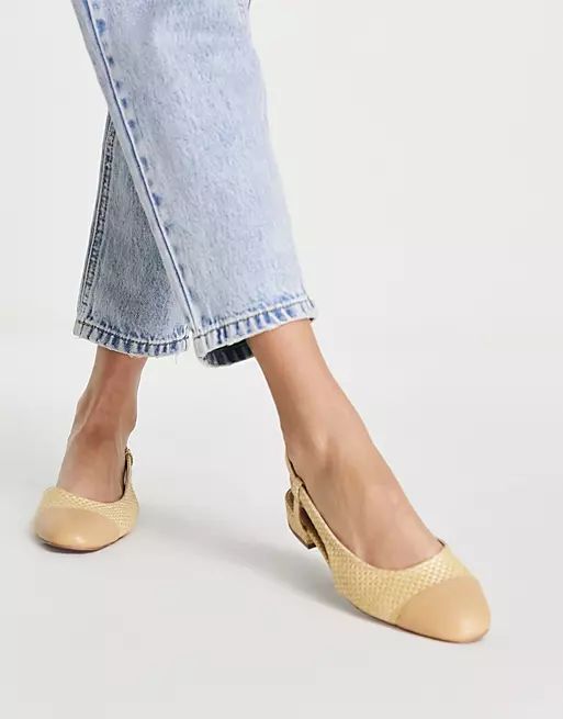 ASOS DESIGN Lively slingback ballet flats in natural raffia | ASOS (Global)