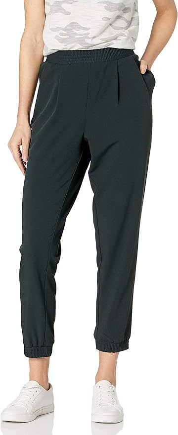 Daily Ritual Women's Standard Fluid Stretch Woven Twill Jogger Pant with Ribbed Cuff | Amazon (US)