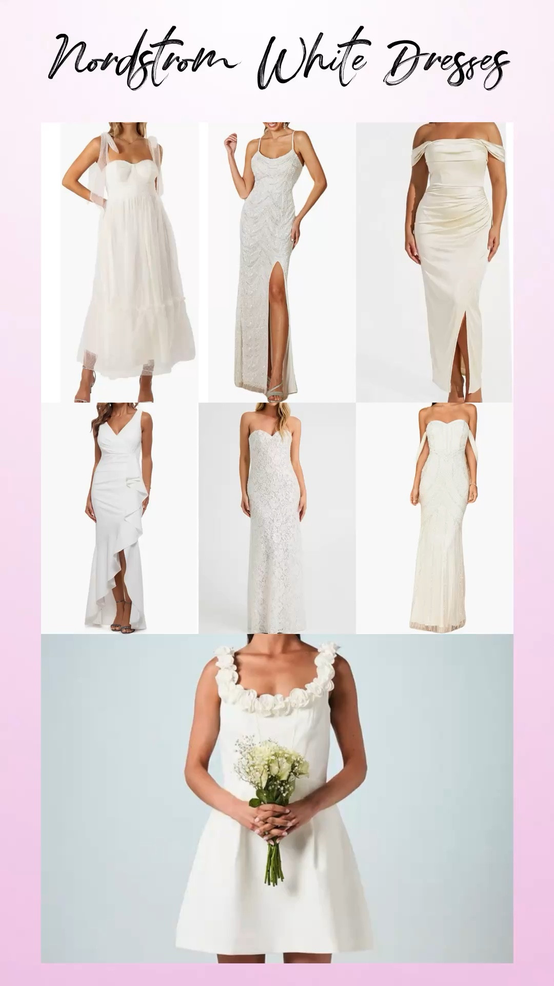Affordable, simple wedding dresses starting at around $109 at Nordstrom.

Reception dresses, courthouse elopement dresses, long white dresses, minimalist wedding dresses, or microwedding dresses. 

#LTKSeasonal #LTKWedding