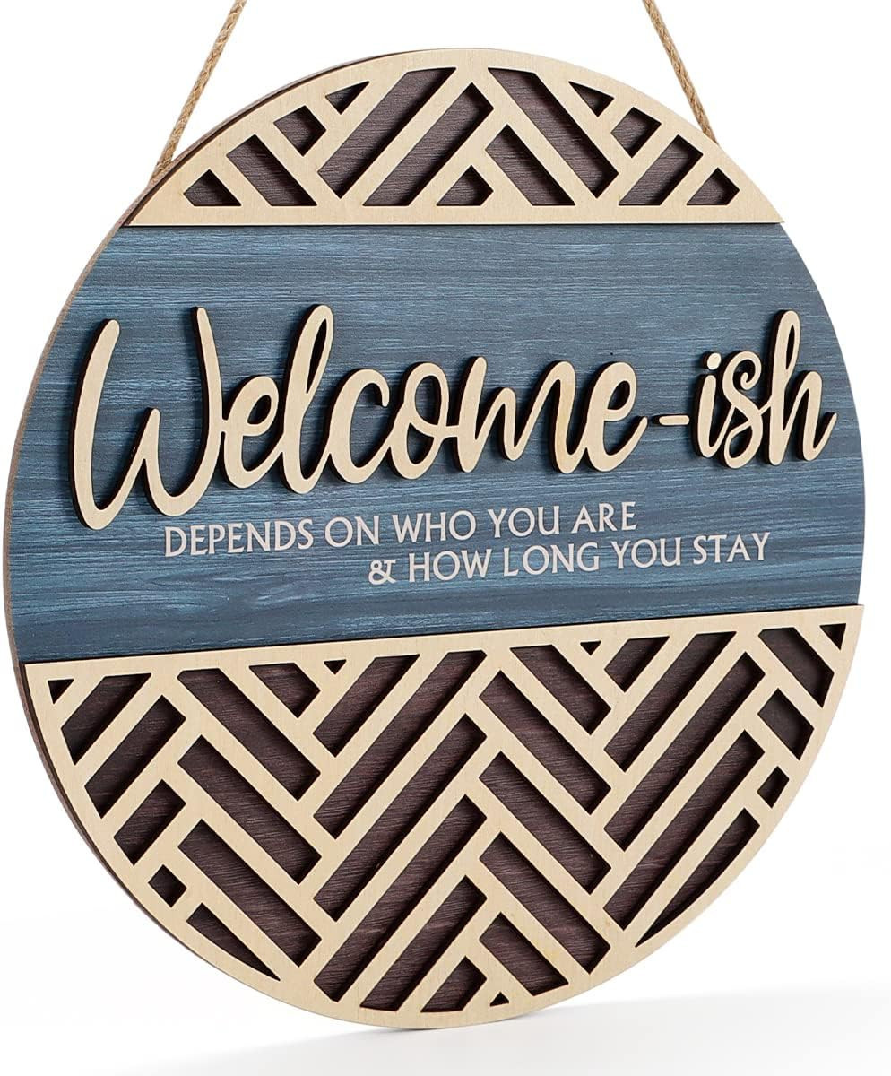 IARTTOP 3D Welcome Hanging Sign Plaque for Front Door Wall Decor, Funny Welcome-ish Wooden Hanger... | Amazon (US)
