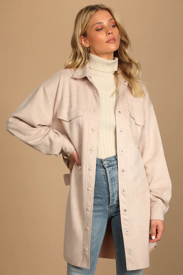 Fashionable Find Blush Suede Belted Trench Coat | Lulus (US)