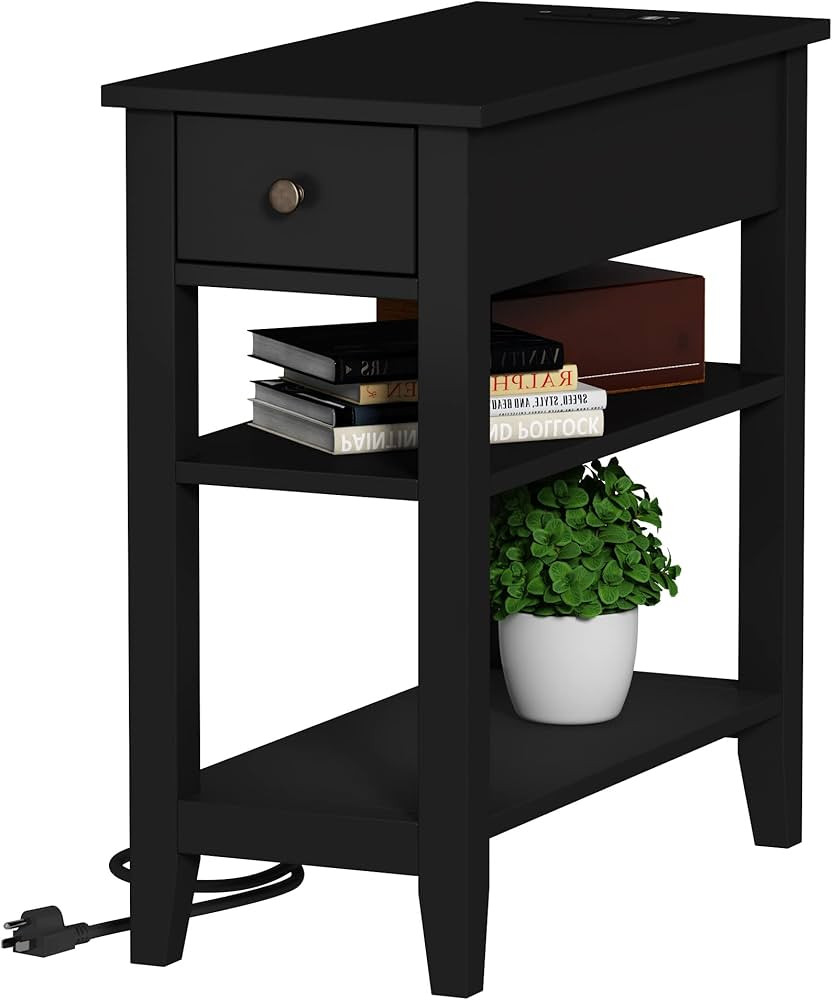ChooChoo Narrow End Table with Charging Station, Side Table Living Room with USB Ports & Power Ou... | Amazon (US)