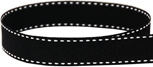USA Made 3/8" Black & White Saddle Stitch Grosgrain Ribbon - 50 Yards (Multiple Widths Available) | Amazon (US)