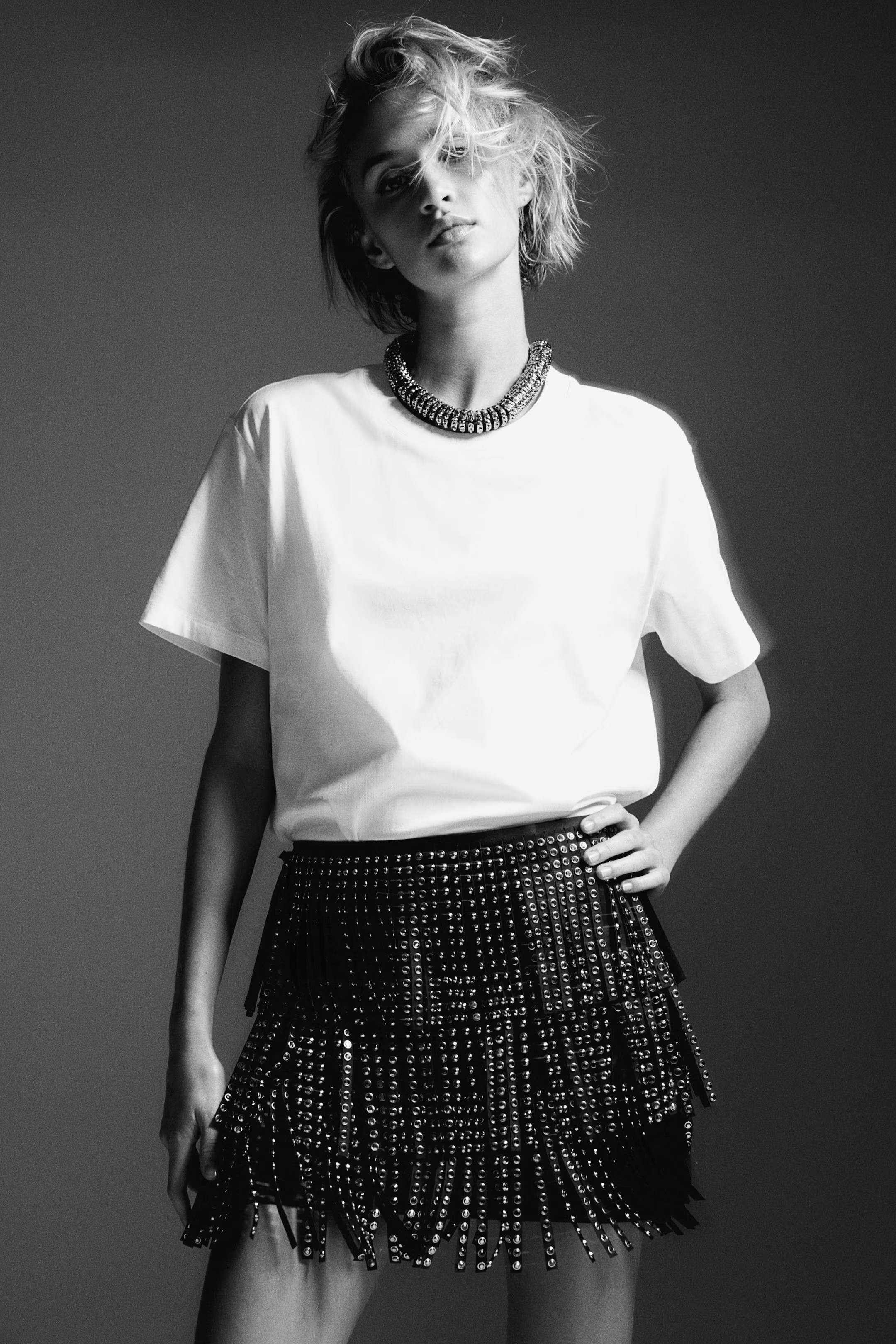 Rhinestone-Decorated Fringed Skirt - Black - Ladies | H&M CA | H&M (US + CA)