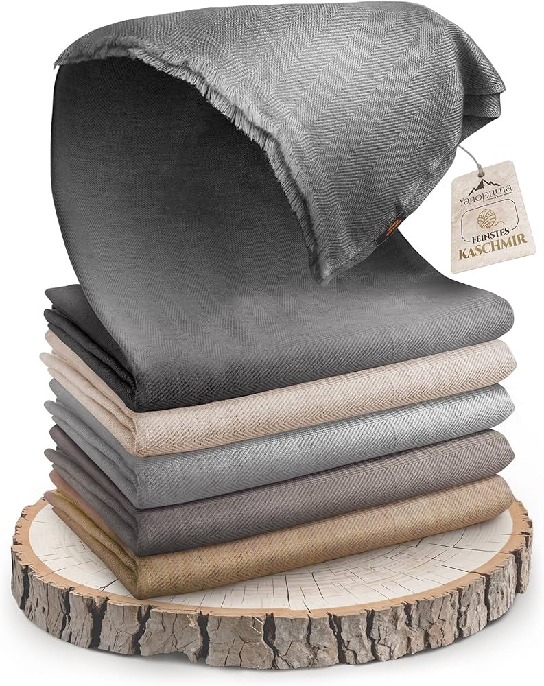 Cashmere Blanket – Hand Woven 100% Pure Wool Throw Blanket, 135 x 270 cm – Fine Herringbone P... | Amazon (US)