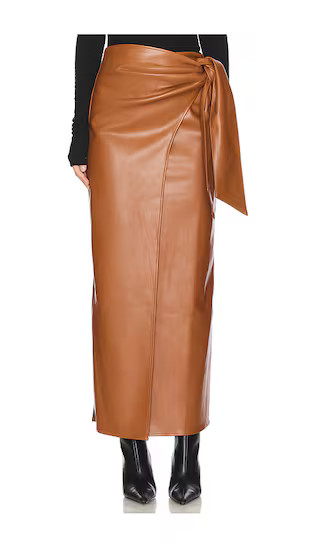 Kassidy Faux Leather Skirt in Camel | Revolve Clothing (Global)