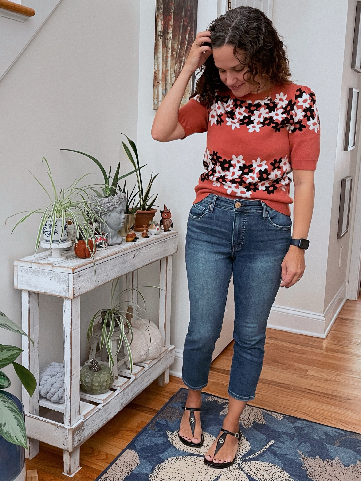 Another cropped denim autumn outfit, for a warmer day. Linked newer versions of my Anthropologie sweater

#LTKSeasonal #LTKover40