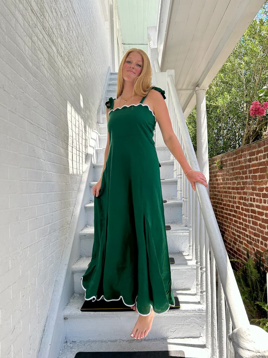 Abigail Maxi Dress Pine Green | Madison Mathews