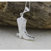 sterling Silver Boot Necklace, Cowboy Boot Necklace, Cowgirl Western Jewelry, Charm Large Charm | Etsy (US)