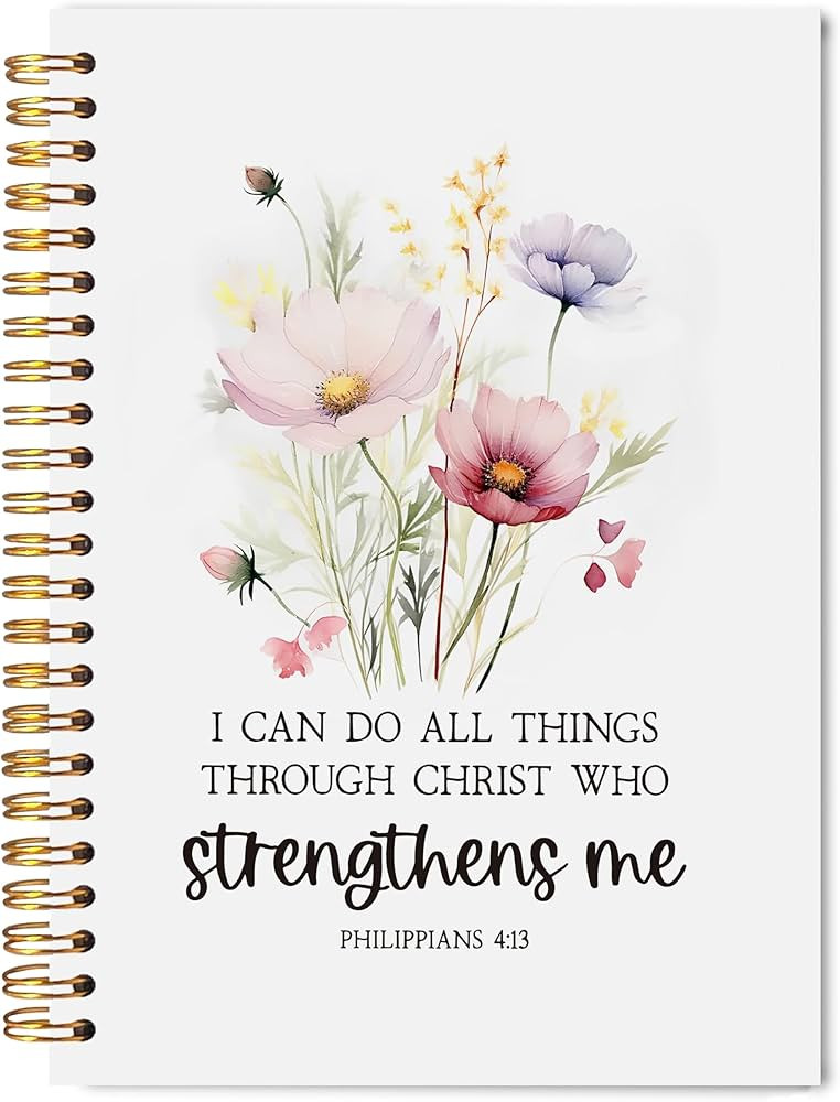 Welshower I Can Do All Things Through Christ Floral Spiral Notebook Journal, Bible Notebook for N... | Amazon (US)
